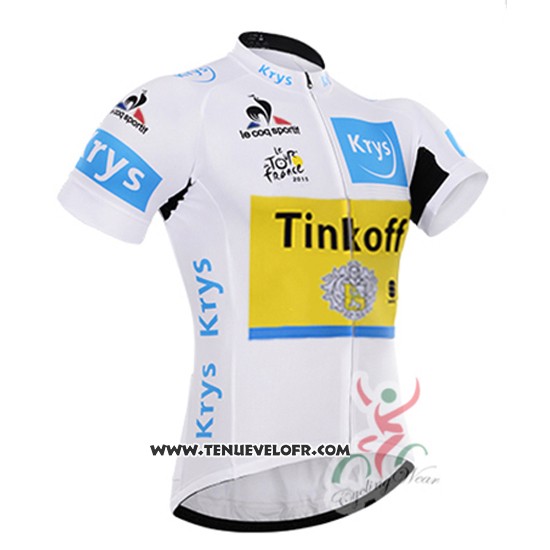 2016 Maillot Ciclismo Tinkoff Lider Jaune et Blanc Manches Courtes et Cuissard